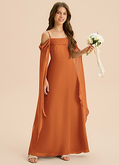 Azazie Moana Junior Cinnamon A-Line Pleated Chiffon Dress image6