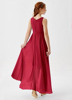 Azazie Lizette Junior Scarlet A-Line Pleated Chiffon Dress image2