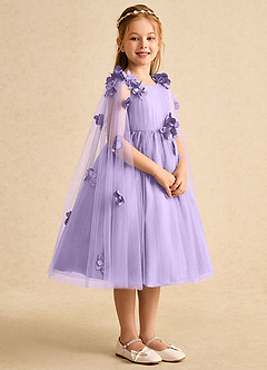 Azazie Staria Flower Girl Dresses Lilac Ball-Gown Ruched Tulle Dress image8