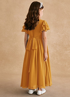 Azazie Ali Flower Girl Dresses Butterscotch A-Line Pleated Chiffon Dress image2