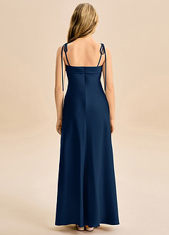 Azazie Willa Junior Robe Sirène en Satin extensible Nœud Bleu Marine Foncé image6