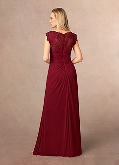 Azazie Jovie Mother of the Bride Dresses Burgundy A-Line Lace Dress image3