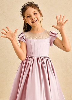 Azazie Toffee Flower Girl Klänningar Klä Balklänning i Matt satäng Rosett image6