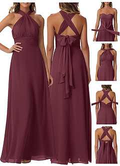 Azazie Fifi Bridesmaid Dresses Cabernet A-Line Strapless Chiffon Convertible Dress image9