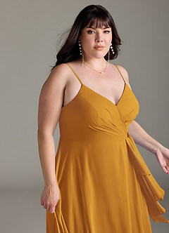 Azazie Akita Bridesmaid Dresses Butterscotch A-Line Chiffon Dress image10