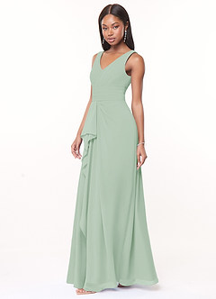 Azazie Julianna Robes de demoiselle d'honneur Robe Trapèze en Mousseline de soie Agave image3