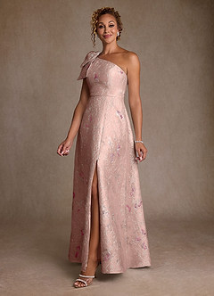 Azazie Margerie Mère de la mariée Robes Robe Trapèze en Jacquard Floral Ue épaule Jacquard Corail image2