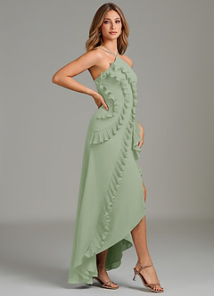 Azazie Yelena Bridesmaid Dresses Dusty Sage A-Line Ruched Chiffon Dress image4