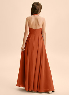 Azazie Kady Junior Burnt Orange A-Line Sweetheart Neckline Chiffon Dress image2