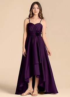 Azazie Catalina Junior Grape A-Line Sweetheart Neckline Stretch Satin Dress image1