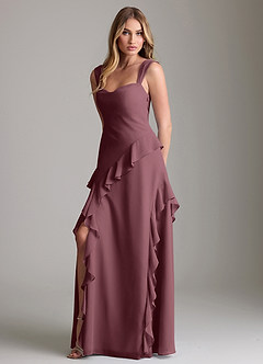 Azazie Sloane Bridesmaid Dresses Sangria A-Line Sweetheart Neckline Chiffon Dress image1