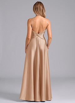 Azazie Elita Bridesmaid Dresses English Rose A-Line Pleated Stretch Satin Dress image5