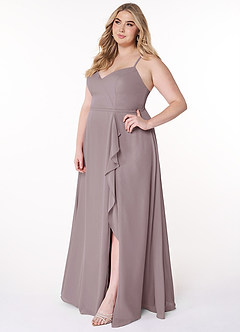 Azazie Naeem Bridesmaid Dresses Dusk A-Line V-Neck Ruffle Chiffon Dress image10
