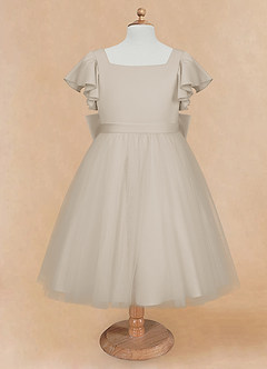 Azazie Kaeya Flower Girl Dresses Frost A-Line Bow Tulle Dress image5
