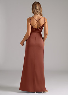 Azazie Callan Bridesmaid Dresses Auburn A-Line Pleated Stretch Satin Convertible Dress image2
