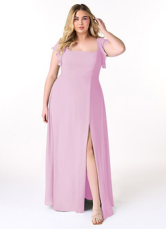 Azazie Bondi Bridesmaid Dresses Candy Pink A-Line Ruffled Chiffon Dress image7