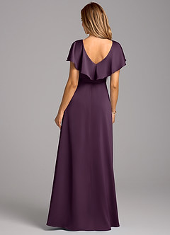 Azazie Lainey Robes de demoiselle d'honneur Robe Trapèze en Satin extensible avec poches Prune image2