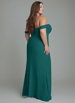 Azazie Johana Bridesmaid Dresses Peacock Mermaid Off the Shoulder Chiffon Convertible Dress image9