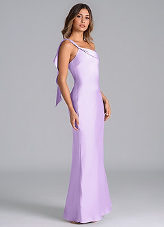 Azazie Driea Brudtärnklänningar Klä av Sjöjungfru i Stretch Satin Ena axeln Lila image4