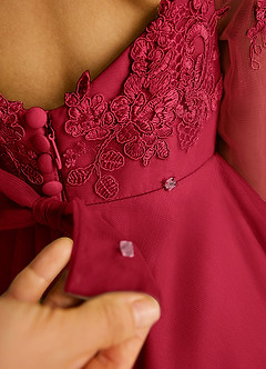 Azazie Precious Flower Girl Dresses Scarlet A-Line Lace Tulle Dress image6