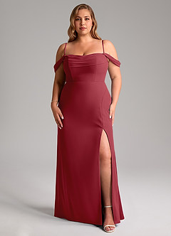 Azazie Saige Bridesmaid Dresses Pomegranate A-Line Off the Shoulder Chiffon Convertible Dress image14