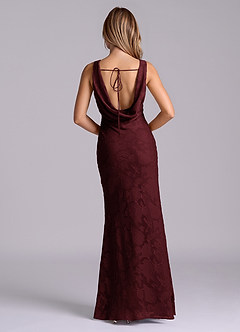 Azazie Rylina Final Sale Cabernet Mermaid Floral Burnout Dress image2