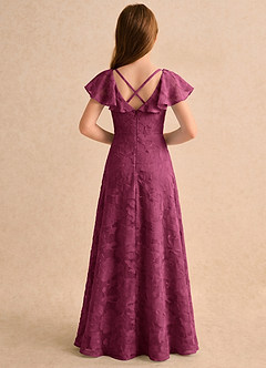 Azazie Narin Girls Formal Abiti da Ragazza di Fiori Abito A-Line in Burnout Floreale con Maniche Gelso image2