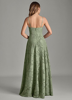 Azazie Amani Bridesmaid Dresses Pistachio A-Line Pleated Floral Burnout Dress image6