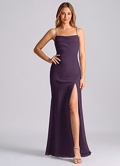 Azazie Grata 신부 들러리 드레스 인어 주름진 쉬폰 바닥 길이 드레스 image6