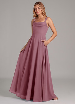 Azazie Shaude Bridesmaid Dresses Vintage Mauve A-Line Pleated Chiffon Dress image4