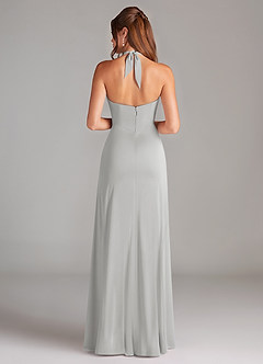 Azazie Elliana Bridesmaid Dresses Silver A-Line Side Slit Stretch Satin Dress image6