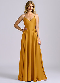 Azazie Truce Bridesmaid Dresses Butterscotch A-Line Stretch Satin Dress image3
