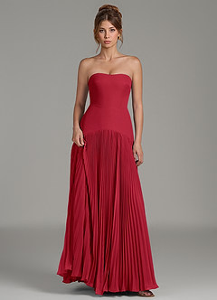 Azazie Yuliana Bridesmaid Dresses Scarlet A-Line Strapless Chiffon Dress image6