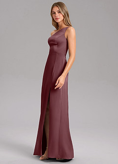 Azazie Phaedra Jurken voor bruidsmeisjes Jurk van Stretch Satijn met A-Lijn One-Shoulder Sangria image4