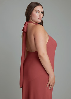 Azazie Velli 신부 들러리 드레스 인어 하이넥 쉬폰 바닥 길이 드레스 image14