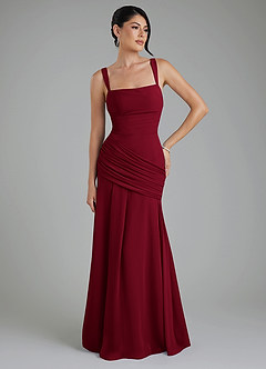 Azazie Toya Bridesmaid Dresses Burgundy Mermaid Corset Chiffon Dress image4