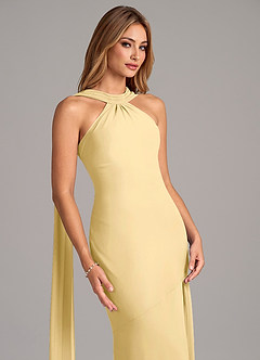 Azazie Kinsley Bridesmaid Dresses Butter Mermaid Pleated Chiffon Dress image7