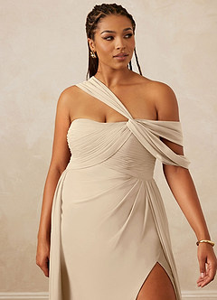 Christian Siriano Bridal for Azazie 1014 Bridesmaid Dresses Champagne A-Line Off the Shoulder Chiffon Dress image15