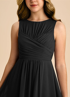 Azazie Skyla Junior Black A-Line Pleated Chiffon Dress image7