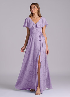 Azazie Lainey Brudtärnklänningar Klä av A-Linje i Blommig Utbrändhet med fickor Lila image5