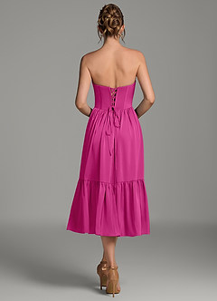 Azazie Delphina Brautjungfernkleider Wandelbar A-Linie Korsett Stretch-Satin Kleid Fuchsia image5