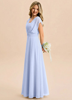 Azazie Soline Junior Linia A Pofałdowany Szyfon Długość podłogi Młodsza druhna Sukienka image4