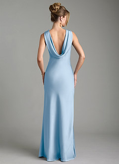 Azazie Aussie Bridesmaid Dresses Powder Blue Sheath Pleated Stretch Satin Dress image2