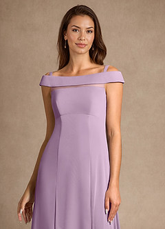Azazie Ewa Moeder van de bruid jurken A-Lijn Jurk van Mesh Off the Shoulder Blauweregen image9
