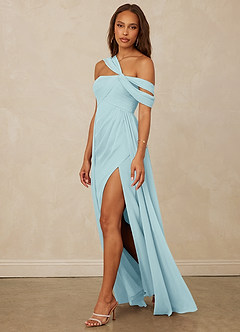 Christian Siriano Bridal for Azazie 1014 Bridesmaid Dresses Sea Glass A-Line Off the Shoulder Chiffon Dress image8