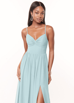 Azazie Zeya Bridesmaid Dresses Mist A-Line V-Neck Pleated Chiffon Dress image5