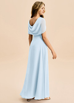 Azazie Emma Junior Robe Trapèze en Mousseline de soie Plissée Bleu Ciel image6