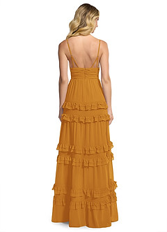 Azazie Rachel Brautjungfernkleider A-Linie Chiffon Kleid Butterscotch image2