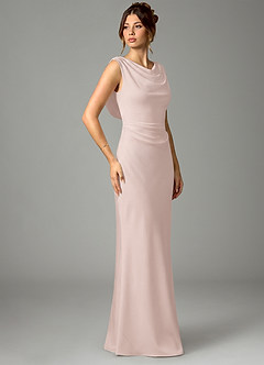 Azazie Kieryn Bridesmaid Dresses Blushing Pink Mermaid Pleated Stretch Satin Dress image3