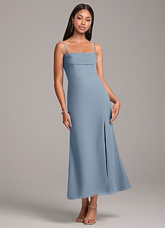 Azazie Saige Bridesmaid Dresses Dusty Blue Sheath Off the Shoulder Chiffon Convertible Dress image7